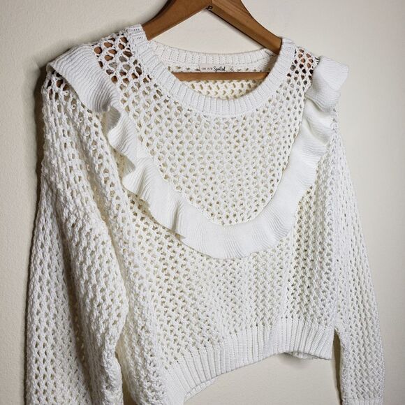 Live To Be Spoiled White Ruffle Knit Sweater - Picture 5 of 8